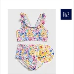 Kids two piece floral swimsuit.